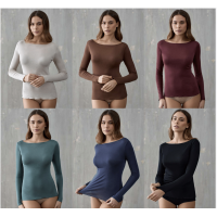 ICONIQUE - PureSkin Cashmere-blend Crew Neck Knit Top - Burgundy